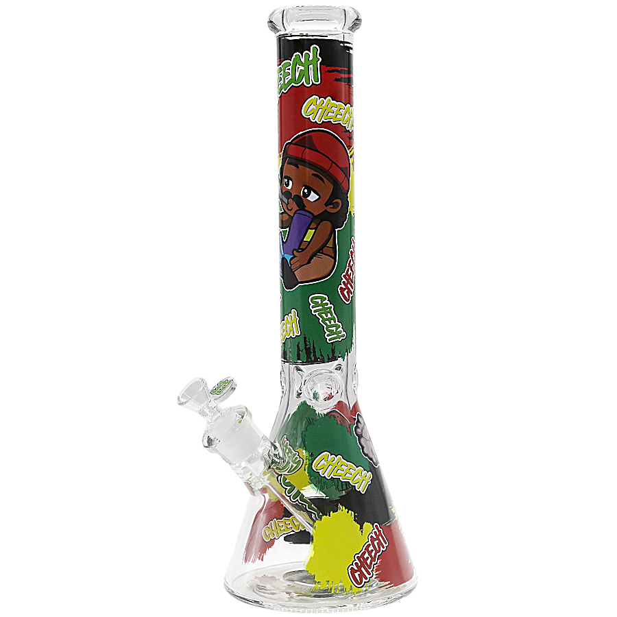 Cheech Smoking Character Printed Design All Over Heavy Beaker Waterpipe (CH-351) | 16 inches | Assorted Colors product image